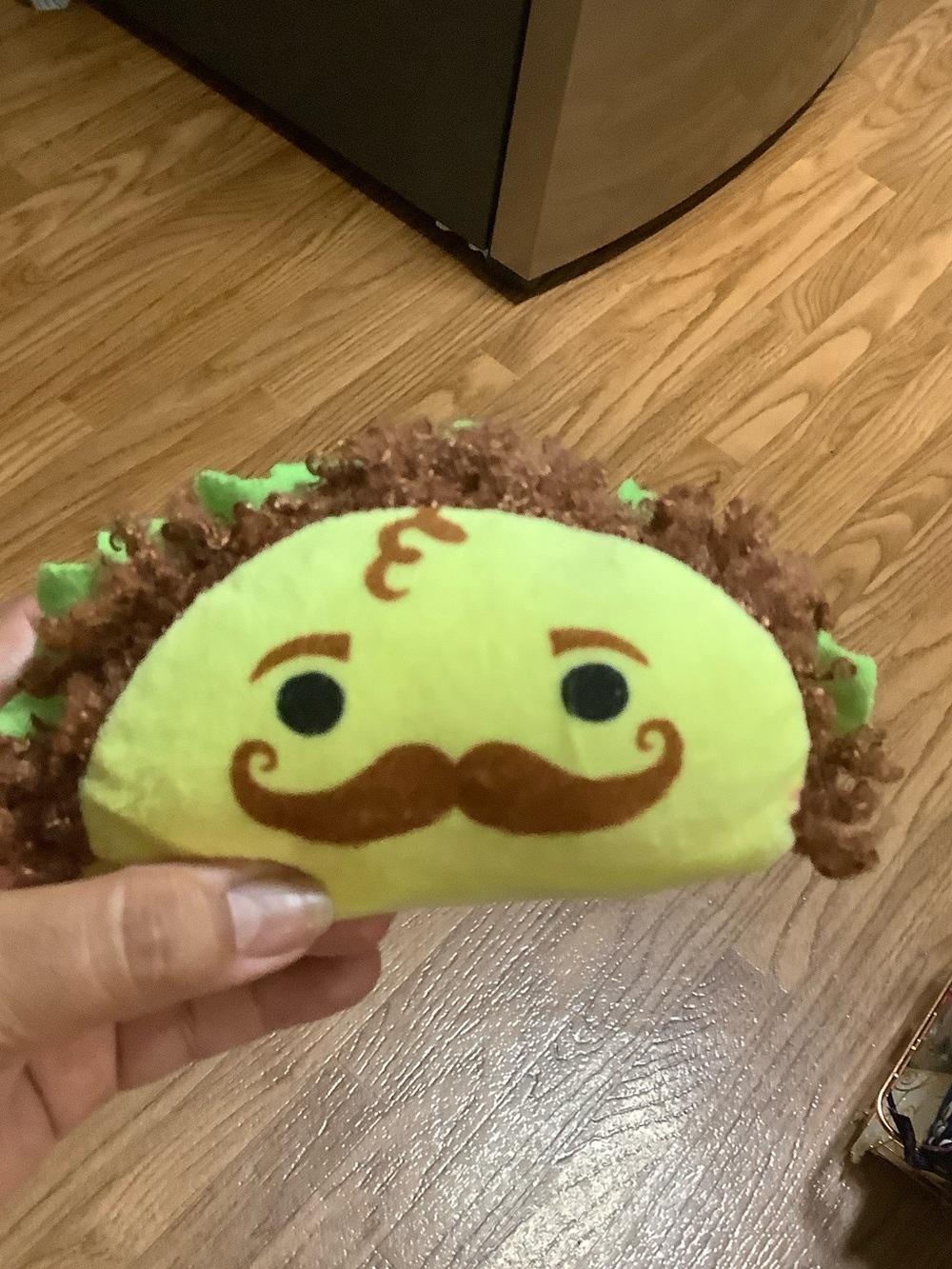 Green Taco Plush with Playful Mustache Face - Kids Stuffed Toy
